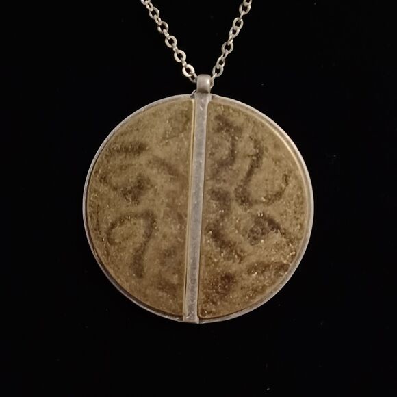 Silver-Toned Chain with Gold and Silver Pendant, 36" - Picture 2 of 4